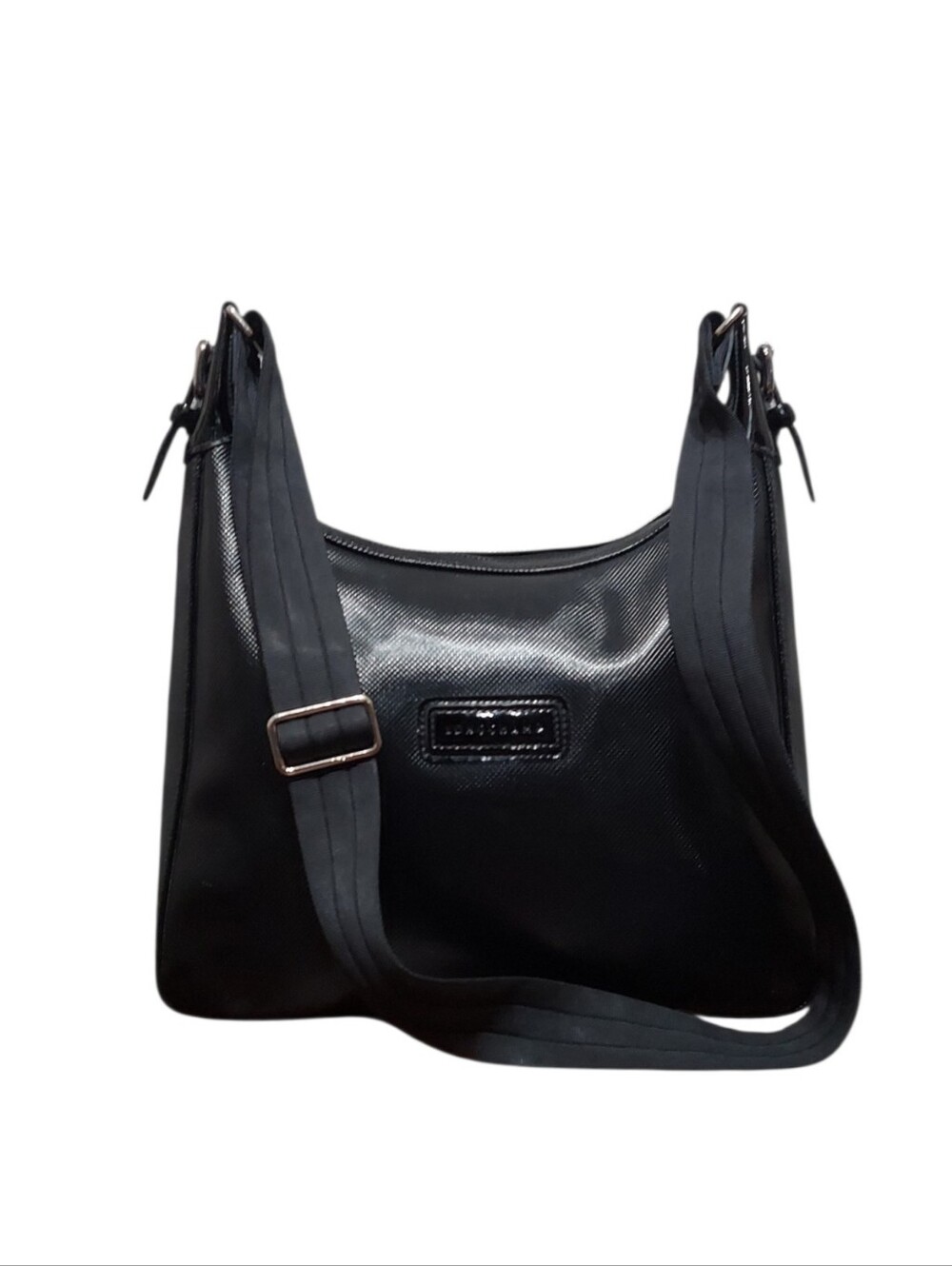 Longchamp Textured Leather Convertable Shoulder Bag With Adjustable Nylon Strap